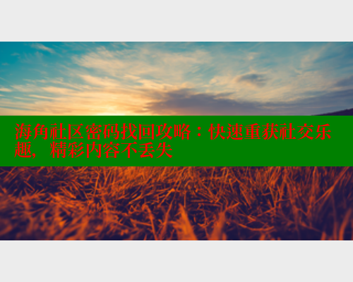 海角社区密码找回攻略：快速重获社交乐趣，精彩内容不丢失